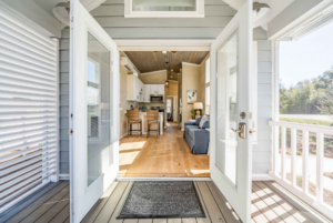 Alexander tiny home French door entrance.