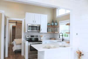 Sunset Retreat tiny home kitchen.