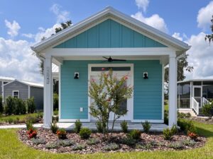 Madeira cottage exterior with covered front porch.