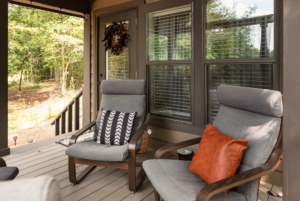 porch option is available with most tiny home model in The Hamlet by Simple Life