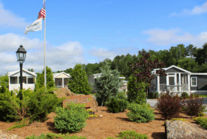 The Hamlet entrance sign and tiny homes