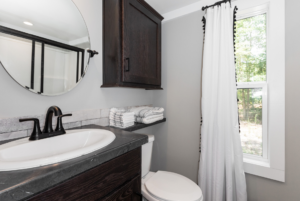 this lovely home includes a full size bathroom.