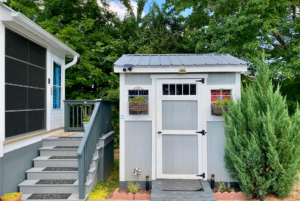 Additional storage space available with this shed located on the tiny home lot.