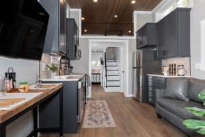 Tannehill kithcne space and sotrage in tiny home for sale