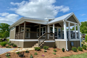 This Swayback model is a unique 2 bedroom layout with covered front porch and deck,