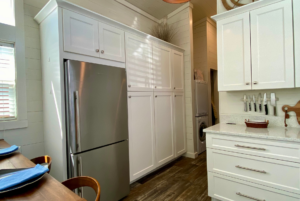 Large stainless steal appliances with ample storage space