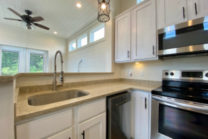Kitchen space in tiny home resale in NC.