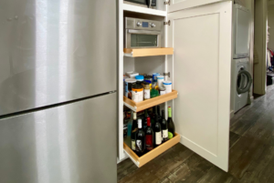 Lovely updated pantry with pull out shelves