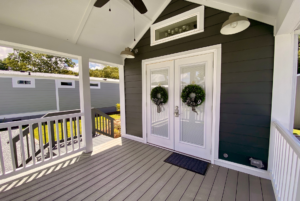 Covered porch addition to tiny house located near Hendersonville nc