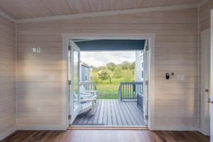 View of the deck from the second bedroom.