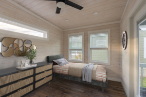 nice size bedroom in tiny home for sale in north carolina virtually staged.