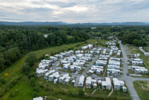 View of the Hamlet community and the Blue ridge Mountain.