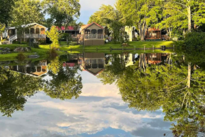 view of the pond in tiny home.