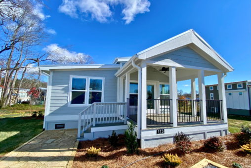 Front of the 2 beds cumberland floorplan available in the hamlet by simple life