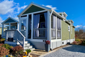 front of tiny home for resale in north carolina