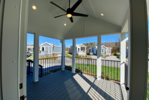 Large covered porch with ceilling fan