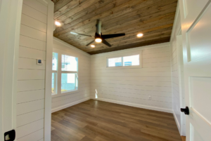 Bedroom of tiny home available in flat rock nc