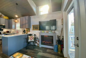 fireplace in tiny home