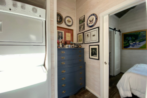 storage nook in tiny home with high ceilling