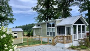 manufactured home with fence and shed options