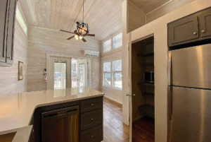 view of living space in tiny home from kitchen