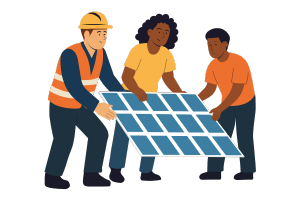 people installing solar panels