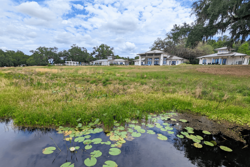 Lakeshore's clubhouse and other amenities have a beautiful lakeside view.